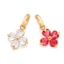 Pingente de ouro 18k feminino flor zircônias coração branco ou rosa rommanel 542729 542726