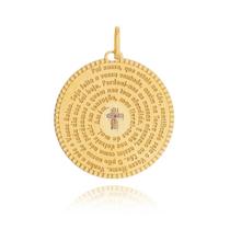 Pingente de Ouro 18k Maciço Mandala Pai Nosso Diamantes 25mm Pingente de Ouro 18k Maciço Mandala Pai Nosso Diamantes 25mm