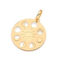 Pingente de ouro 18k ou prata 925 feminino medalha fases da lua e sol rommanel 542622 342622