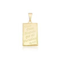 Pingente de Ouro 18k Placa Masculina Tudo Posso Banhada a Ouro Pingente de Salmo