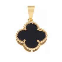Pingente de ouro 18k Trevo com Pedras Onix Pingente de ouro 18k Trevo com Pedras Onix