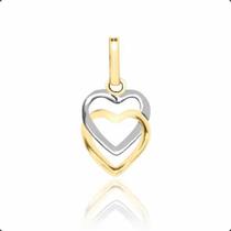 Pingente De Ouro Amarelo 18K Coração Duplo Pingente De Ouro Amarelo 18K Coração Duplo