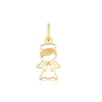 Pingente De Ouro Anjo Vazado Fé Jesus Puro 18k Pm24