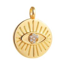 Pingente De Ouro Impermeável Com Lua, Estrela, Sol E Olho Grego Para Mulheres, Charms De Joias Em Pingente De Ouro Impermeável Com Lua, Estrela, Sol E Olho Grego Para Mulheres, Charms De Joias Em