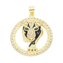Pingente de Pantera, Leão e Leopardo Banhado a Ouro 18k com Zircônia - Para Joias DIY
