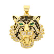 Pingente de Pantera, Leão e Leopardo Banhado a Ouro 18k com Zircônia - Para Joias DIY