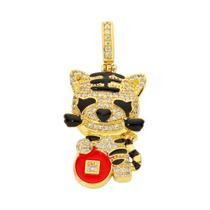 Pingente de Pantera, Leão e Leopardo Banhado a Ouro 18k com Zircônia - Para Joias DIY