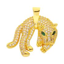 Pingente de Pantera, Leão e Leopardo Banhado a Ouro 18k com Zircônia - Para Joias DIY