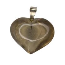 Pingente De Pedra Quartzo Fumê Coração Natural