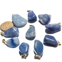 Pingente de Pedrinha de Quartzo Azul Natural com Montagem em Pino de Prata 950 - Atacado