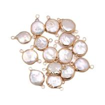 Pingente De Pérola De Água Doce Natural Conector De Duplo Furo 2 Peças Acessórios Para Fazer Joias