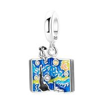 Pingente De Prata 925 Estrela E Lua Noturna Para Pulseira De Corrente Snake DIY Presente