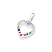 Pingente de prata 925 feminino coração zircônias coloridas rommanel 840053 Pingente de prata 925 feminino coração zircônias coloridas rommanel 840053