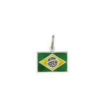 Pingente De Prata Bandeira Do Brasil Com Resina