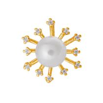 Pingente de Prata Encanto Pérola Revestida Ouro 18K e Zircônias Brancas 6mm