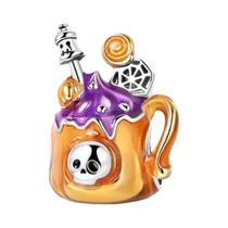 Pingente De Prata Esterlina 925 Para Halloween: Abóbora, Bruxa, Esqueleto, Múmia E Doce Para Joias