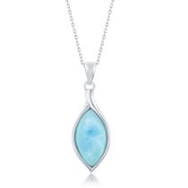 Pingente de prata esterlina Marquise Larimar