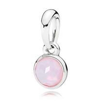 Pingente de Prata Gota Rosa Opalescente Outubro