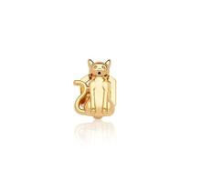 PINGENTE DE PULSEIRA ESTEIRA GATO LISO EM AÇO DOURADO - 1,3 x 1 cm