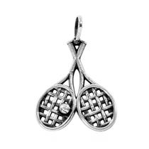 Pingente de Raquetes de Tênis com Bolinha Esporte Em Prata - 95913