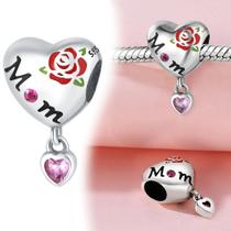 Pingente De Rosa Ilusão De Prata Esterlina 925 Adequado Para Pulseira Pandora, Fabricação De Joias