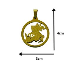 Pingente de São Jorge em Aço Inoxidável Dourado