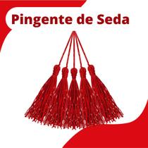 Pingente De Seda Tassel - Franja - Vermelha - Com 20 Unidades - Nybc