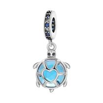 Pingente De Tartaruga Marinha Azul 925 Prata Vidro Murano Contas De Caranguejo Para Pulseira De