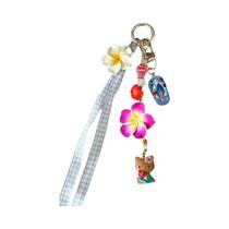 Pingente De Telefone Móvel Hello Kitty Em Estilo Havaiano Japonês, Chaveiros Vintage Y2K Com Flores