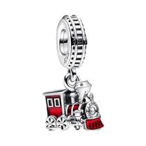 Pingente De Trem Vermelho Em Prata Esterlina 925 Para Pulseira, Colar E Joias DIY