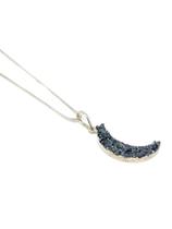 Pingente de Turmalina Negra - Meia Lua - Prata 925