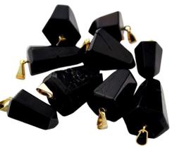 Pingente de Turmalina Preta com Pino e Presilha Dourado - Atacado