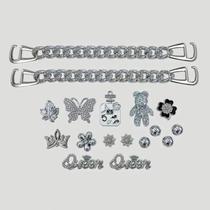 Pingente De Urso De Cristal Prateado Para Sapatos, 17 Peças, Acessórios De Luxo De Designer DIY Para