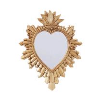 Pingente Decorativo Sagrado Coração Em Resina Dourada E Preta Para Decoração De Parede Religiosa