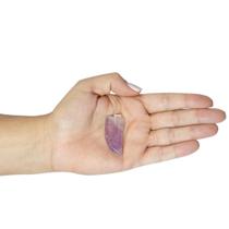 PINGENTE DENTE DE PEDRA AMETISTA - (3 a 4,5)cm - PRATA 925