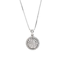 Pingente Diamantes Naturais Modelo Pizza 11 milímetros Ouro Branco 18K Com Corrente - 04257