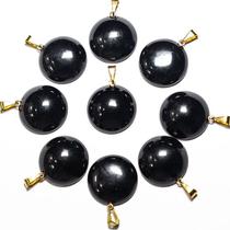 Pingente Disco de Obsidiana Negra 20mm com Pino Prateado - Pedra Natural Pingente Disco de Obsidiana Negra 20mm com Pino Prateado - Pedra Natural