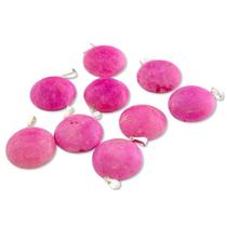 Pingente Disco Liso de Amazonita Pink com Pino Prateado - Pedra Natural - Atacado