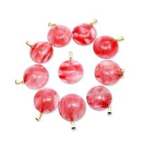 Pingente Disco Liso de Pedra Cherry com Pino Dourado - Atacado