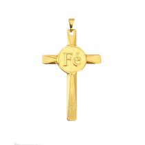 Pingente Dourado Masculino Cruz Crucifixo Fé Banhado a Ouro 18k
