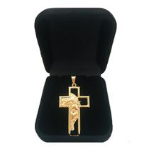 Pingente Dourado Masculino Cruz Crucifixo Jesus Banhado a Ouro 18k Pingente Dourado Masculino Cruz Crucifixo Jesus Banhado a Ouro 18k