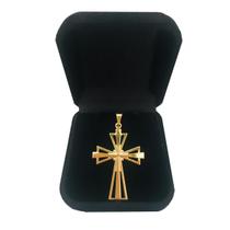Pingente Dourado Masculino Cruz Crucifixo Vazada Banhado a Ouro 18k Pingente Dourado Masculino Cruz Crucifixo Vazada Banhado a Ouro 18k