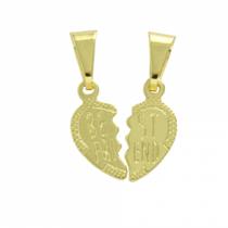 Pingente Duplo Best Friend De Coração Partido PRI Style Folheado A Ouro 18K Antialérgico