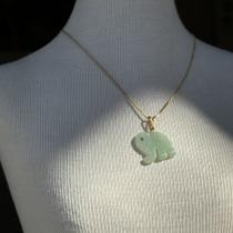 Pingente elefante (ouro)- quartzo verde