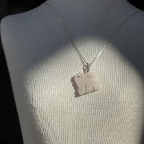 Pingente elefante (prata)- quartzo rosa