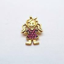 Pingente em Ouro 18k bonequinha cravejado com rubis