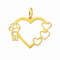 Pingente em Ouro 18K Coração com Menino - Joia Exclusiva Pingente em Ouro 18K Coração com Menino - Joia Exclusiva