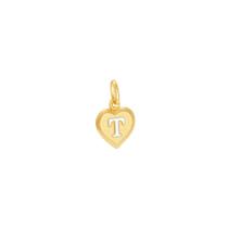 Pingente em Ouro 18k Coração Fosco com Letra T - AU6889