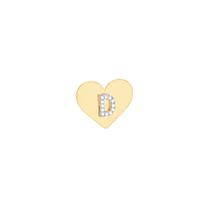 Pingente em Ouro 18K Coração Letra D com Diamantes - AU9011