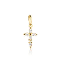 Pingente Em Ouro 18k Cruz Crucifixo Mini Zircônias 13mm